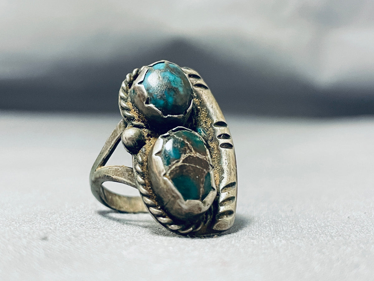 Amazing Vintage Native American Navajo Turquoise Sterling Silver Ring ...