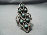 Amazing Vintage Native American Zuni Blue Gem Turquoise Sterling Silver Ring Old-Nativo Arts