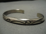 Impressive Vintage Native American Navajo Hand Stamped Buffalo Sterling Silver Bracelet-Nativo Arts