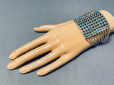 Towering 10-story Vintage Native American Zuni Turquoise Sterling Silver Snake Eyes Bracelet-Nativo Arts