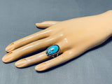 Marvelous Vintage Native American Navajo Kingman Turquoise Sterling Silver Ring-Nativo Arts