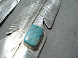 Monumental Navajo Royston Turquoise Sterling Silver Earrings Native American-Nativo Arts