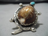Marvelous Vintage Navajo Turtle Turquoise Sterling Silver Native American Ring-Nativo Arts
