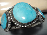 Museum Vintage Native American Navajo Easter Blue Turquoise Sterling Silver Bracelet-Nativo Arts
