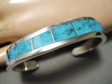 Tremendous Vintage Native American Zuni Old Kingman Turquoise Sterling Silver Bracelet Native-Nativo Arts