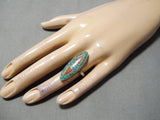 Expressive Vintage Navajo Turquoise Sterling Silver Ring Native American Old-Nativo Arts