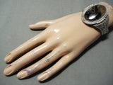 Early Vintage Native American Navajo Petrified Wood Sterling Silver Bracelet Old-Nativo Arts