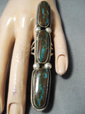 One Of The Biggest Ever Native American Navajo Turquoise Sterling Silver Ring-Nativo Arts