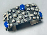 One Of The Best Vintage Native American Navajo Cross Lapis Sterling Silver Bracelet-Nativo Arts