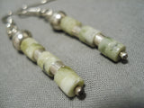 Wonderful Vintage Navajo Serpentine Sterling Silver Native American Earrings-Nativo Arts
