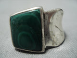 Unique Vintage Native American Navajo Malachite Sterling Silver Ring Old-Nativo Arts