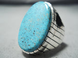 Gigantic Navajo Kingman Turquoise Sterling Silver Ring Native American-Nativo Arts