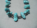 Superior Vintage Native American Navajo Turquoise Sterling Silver Necklace Old-Nativo Arts