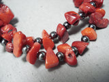 Stunning Navajo Coral And Hematite Sterling Silver Necklace Native American-Nativo Arts