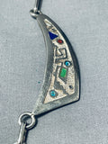 One Of The Coolest Vintage Native American Navajo Turquoise Inlay Sterling Silver Necklace-Nativo Arts