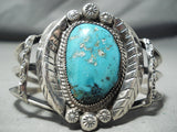 Stellar Vintage Native American Navajo Old Morenci Turquoise Sterling Silver Bracelet-Nativo Arts
