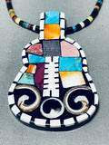 Native American Guitar Very Rare Santo Domingo Inlay Sterling Silver Necklace-Nativo Arts