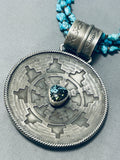 One Of The Most Detailed Ever Vintage Native American Navajo Turquoise Sterling Silver Necklace-Nativo Arts