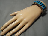 Roy Begay Vintage Native American Navajo Torpedo Turquoise Sterling Silver Bracelet Cuff-Nativo Arts