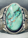 Vein Of Matrix Vintage Native American Navajo Green Turquoise Sterling Silver Bracelet-Nativo Arts