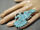 Exquisite Vintage Zuni Native American Turquoise Dancer Sterling Silver Ring-Nativo Arts