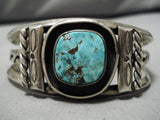 Very Rare Old Deposit Kingman Turquoise Vintage Native American Navajo Sterling Silver Bracelet-Nativo Arts