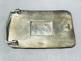 Heavy So Intricate Vintage Native American Navajo Bear Turquoise Sterling Silver Buckle-Nativo Arts