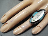 Exquisite Vintage Native American Zuni Turquoise Inlay Flower Sterling Silver Ring Old-Nativo Arts