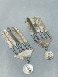 Fabulous Vintage Native American Navajo Sterling Silver Feather Pendant Earrings-Nativo Arts
