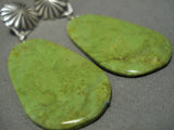 Incredible Vintage Native American Navajo Dangling Repoussed Convex Gaspeite Earrings-Nativo Arts