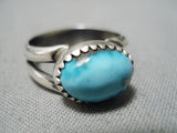 Dynamic Vintage Navajo Candelaria Turquoise Sterling Silver Ring Old Native American-Nativo Arts