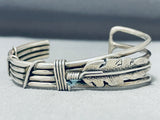 Important Vintage Native American Navajo Feather Coil Turquoise Sterling Silver Bracelet-Nativo Arts
