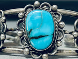 Outstanding Vintage Native American Navajo Blue Diamond Turquoise Sterling Silver Bracelet-Nativo Arts