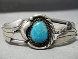 Marvelous Vintage Native American Navajo Kingman Turquoise Sterling Silver Bracelet Old-Nativo Arts