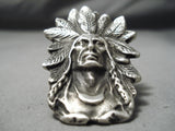 Colossal Native American Navajo Sterling Silver Feather Chief Ring-Nativo Arts
