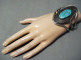 Towering Vintage Native American Navajo Turquoise Sterling Silver Shadow Bracelet Old-Nativo Arts