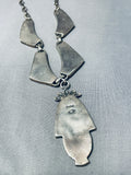 One Of Most Intricate Ever Vintage Native American Navajo Shell Inlay Sterling Silver Necklace-Nativo Arts