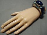 The Best Vintage Native American Navajo Lapis Sterling Silver Turquoise Inlay Bracelet Old-Nativo Arts