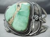 Huge Tin Jon Vintage Native American Navajo Damale Turquoise Sterling Silver Leaf Bracelet-Nativo Arts
