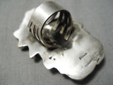 Colossal Native American Navajo Sterling Silver Feather Chief Ring-Nativo Arts