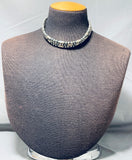 Very Unique Tight Vintage Native American Navajo Sterling Silver Bead Choker Necklace Old-Nativo Arts