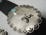 Important Vintage Native American Navajo Chee Antelope Turquoise Sterling Silver Concho Belt Old-Nativo Arts