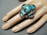 Rose Paxton Native American Navajo Royston Turquoise Heart Cross Sterling Silver Ring-Nativo Arts