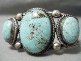 One Of The Best Vintage Native American Navajo Domed #8 Turquoise Sterling Silver Bracelet Old-Nativo Arts