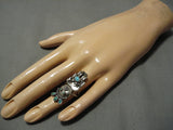 Striking Vintage Navajo Kachina Turquoise Sterling Silver Native American Ring-Nativo Arts