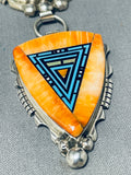 Biggest Intricate Inlay Native American Navajo Turquoise Sterling Silver Necklace-Nativo Arts