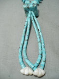 Native American Rare Vintage Santo Domingo Squared Turquoise Sterling Silver Necklace-Nativo Arts