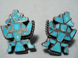 One Of The Best Ever Vintage Native American Zuni Turquoise Sterling Silver Earrings-Nativo Arts