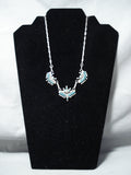 Attractive Vintage Native American Zuni Sleeping Beauty Turquoise Sterling Silver Necklace Old-Nativo Arts