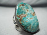 One Of The Largest Vintage Native American Navajo Royston Turquoise Sterling Silver Ring-Nativo Arts
